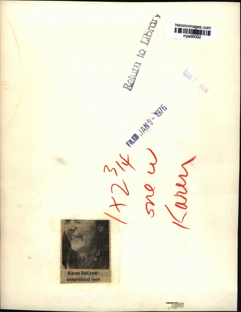 1975 Press Photo Karen DeCrow After Being Re-elected President of N.O.W.