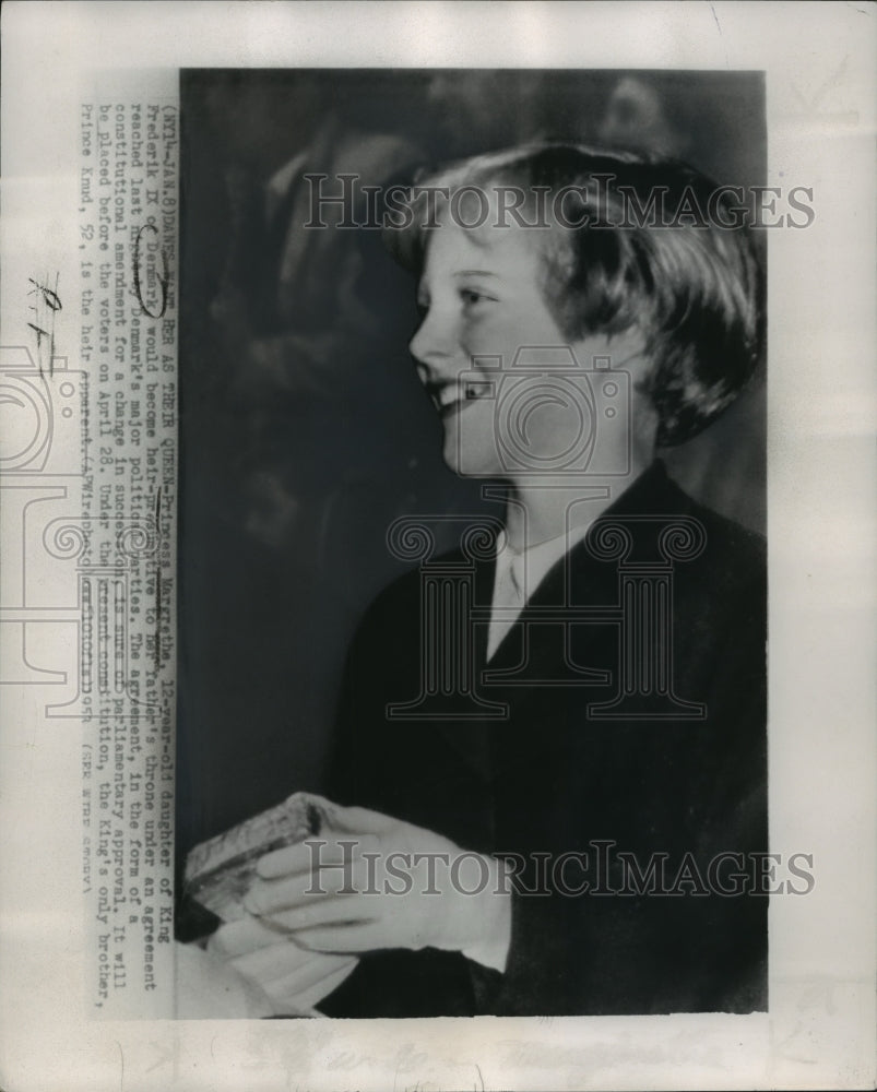 1953 Press Photo Princess Margrethe, daughter of King Frederik IX of Denmark- Historic Images