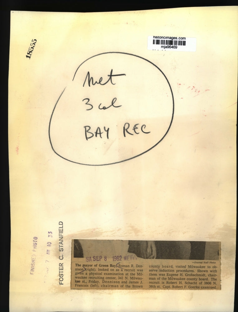 1962 Press Photo Robert Scacht is examined by a doctor - mja96469