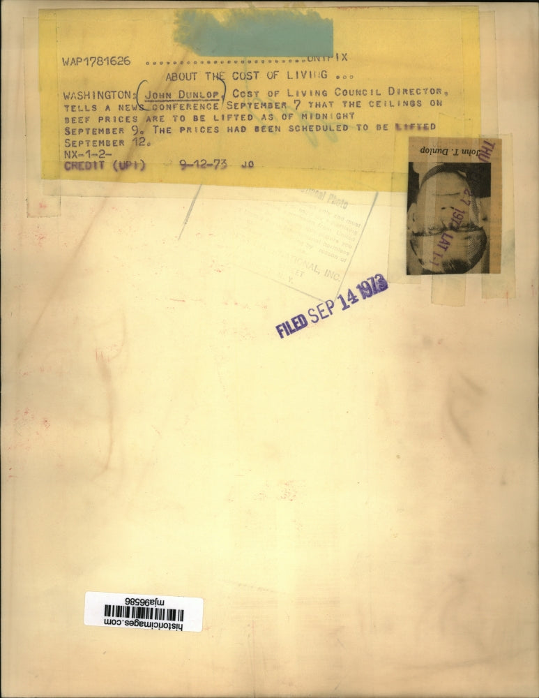 1973 Press Photo John T. Dunlop, Cost of Living Council Director - mja96586