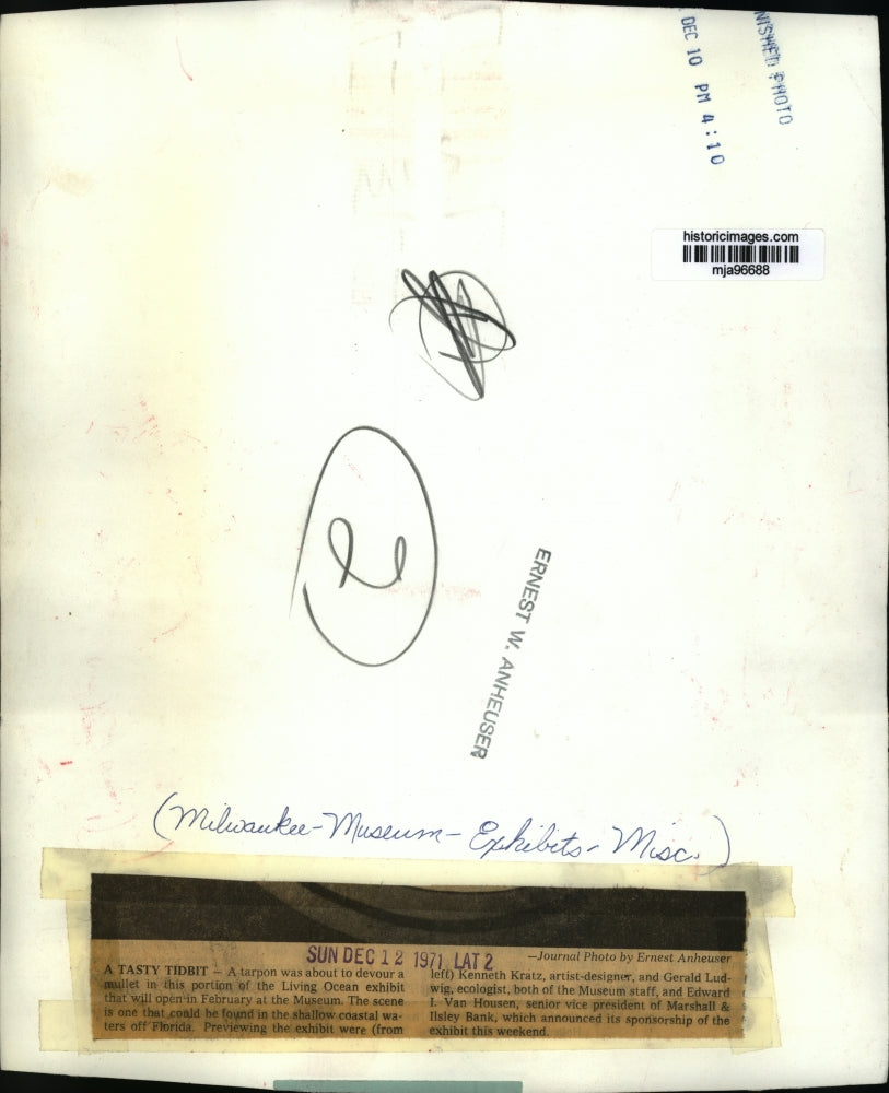 1971 Press Photo Milwaukee museum staff members watch ocean exhibit - mja96688