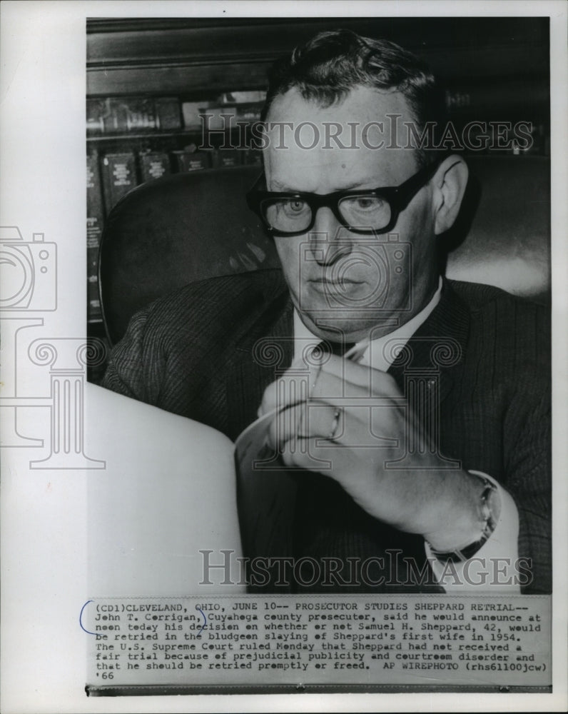 1966 Press Photo John Corrigan, Cuyahega county prosecutor in Cleveland, Ohio