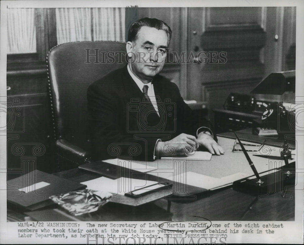 1953 Press Photo New Secretary of Labor Martin Durkin took his oath yesterday- Historic Images