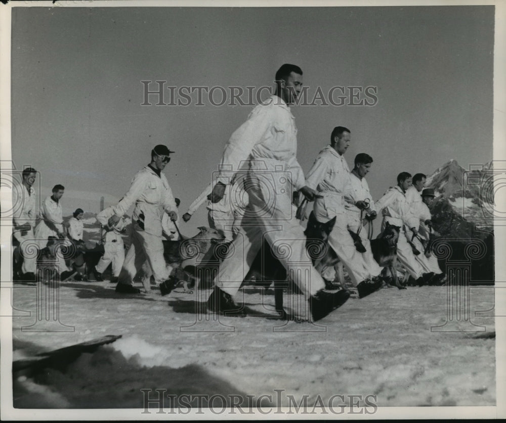 1954 Press Photo After a day of training, canine teams return to quarters- Historic Images