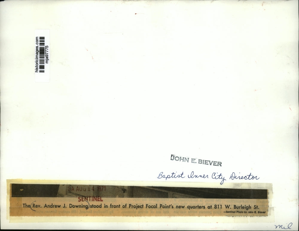 1971 Press Photo Baptist Inner City Director Reverend Andrew J. Downing