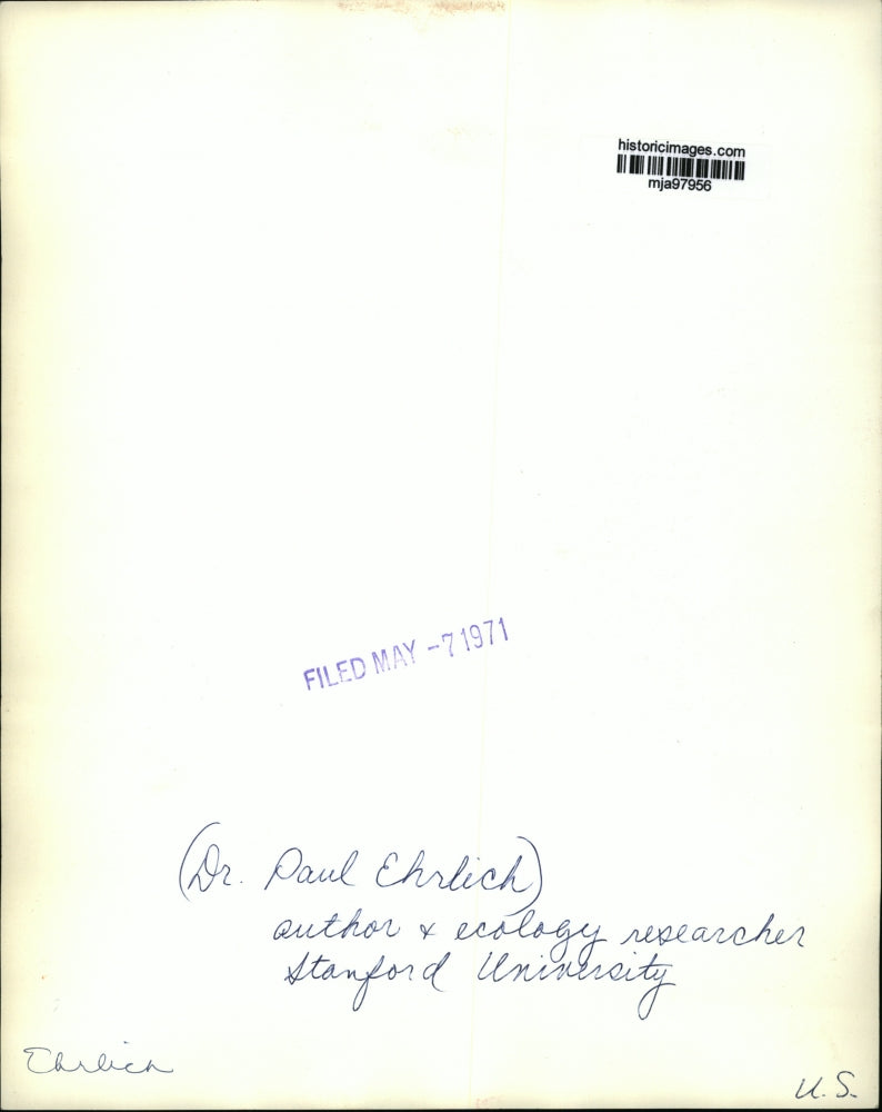 1971 Press Photo Dr. Paul Ehrlich, author and researcher at Stanford University