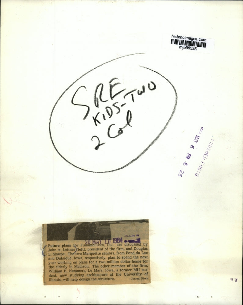 1964 Press Photo Funambulists Inc. Executives John Leitner and Douglas Sharpe