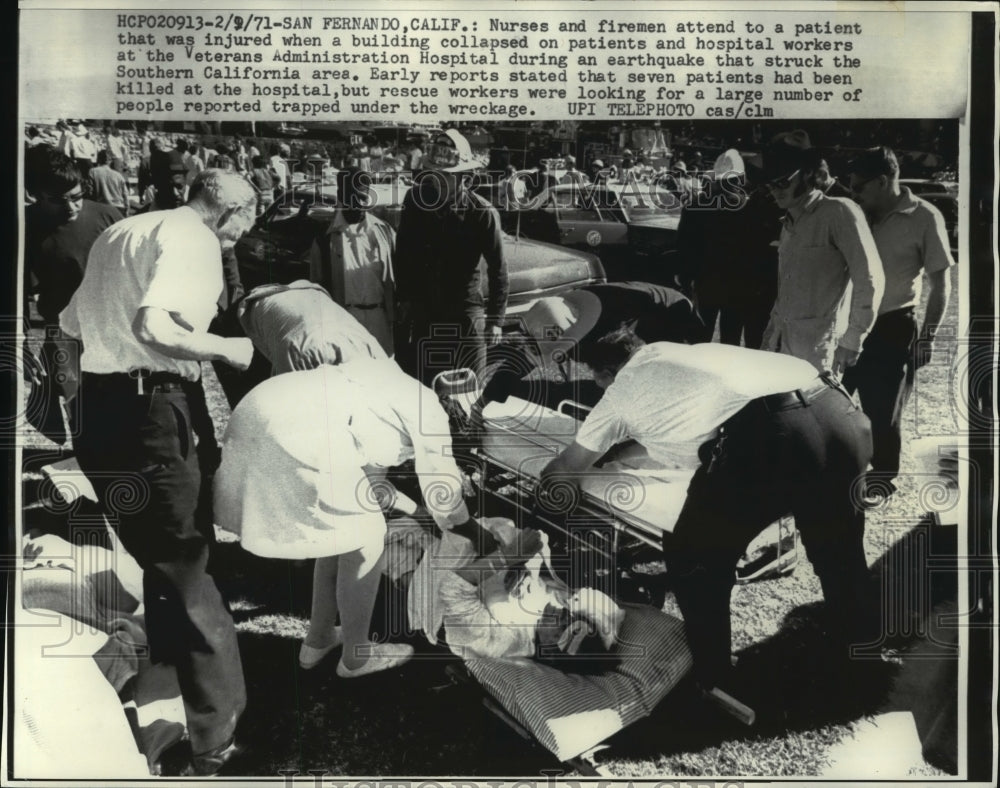 1971 Press Photo Injured patient at San Fernando VA Hospital after earthquake