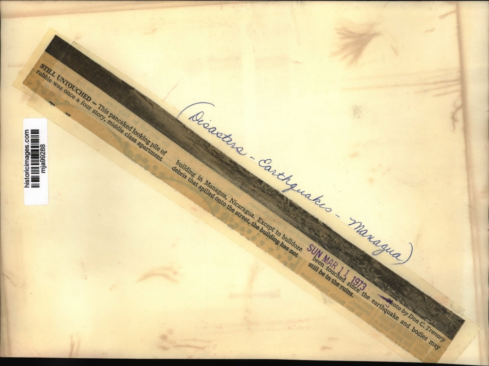 1973 Press Photo Debris of Apartment in Nicaragua After Earthquake - mja99288