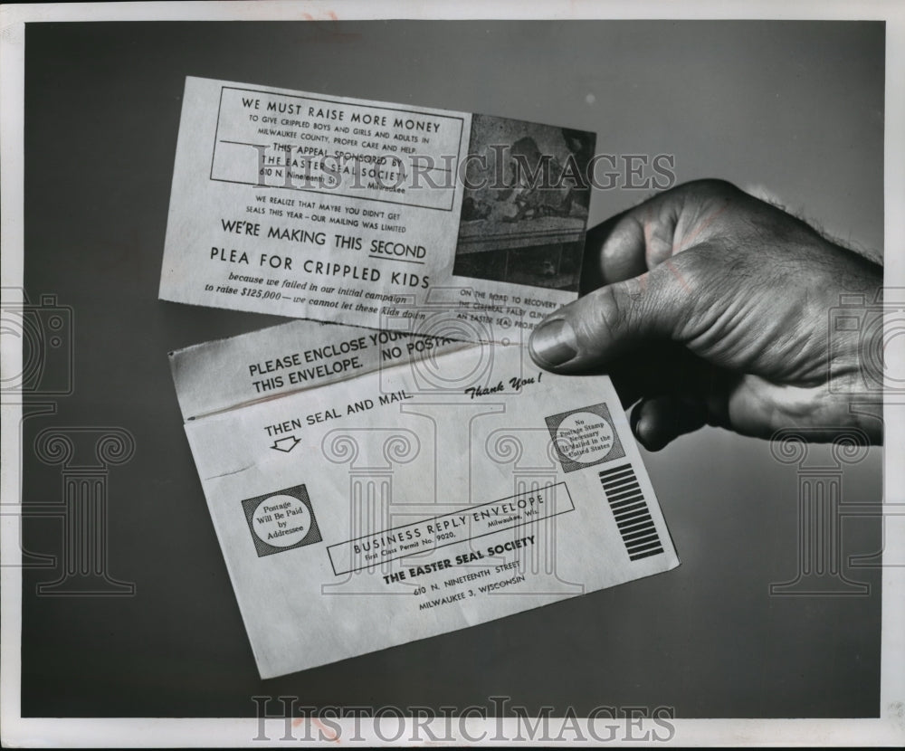 1956 Press Photo Easter Seal Society mails out emergency appeal for more funds