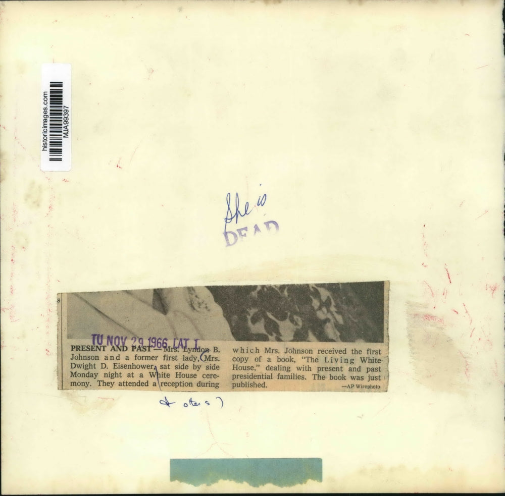 1966 Press Photo Mrs. Lyndon B. Johnson and Mrs. Dwight D. Eisenhower at Dinner