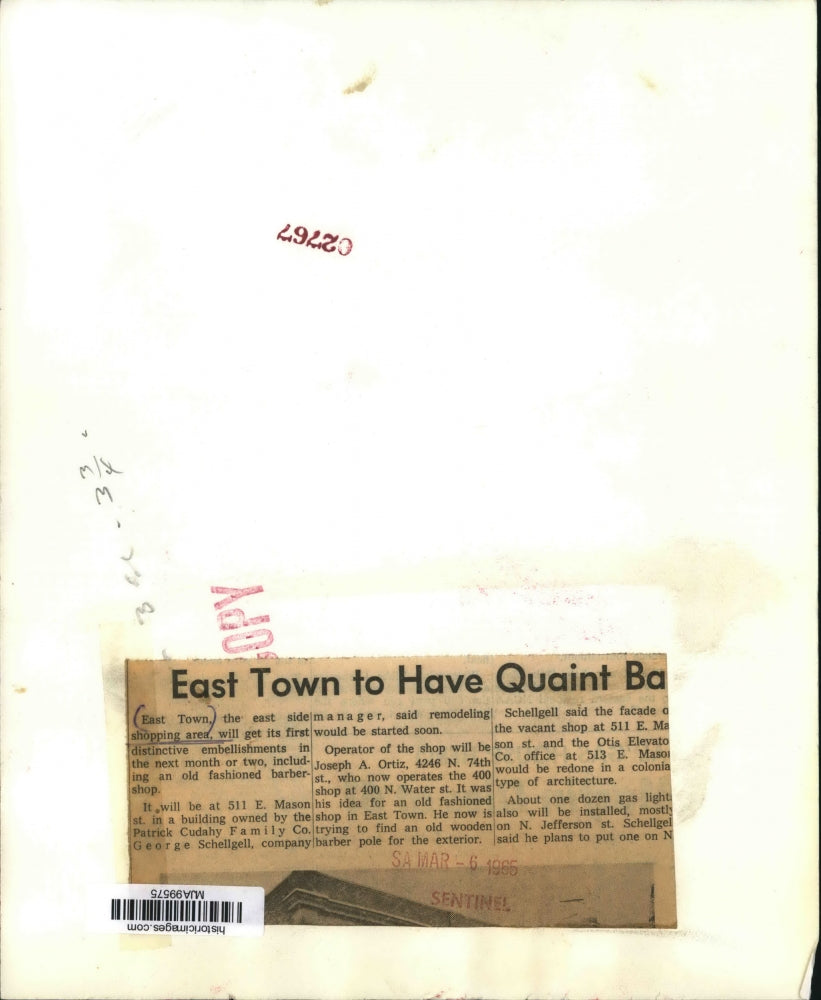 1965 Press Photo East Town Shopping Area to get First Distinctive Embellishments