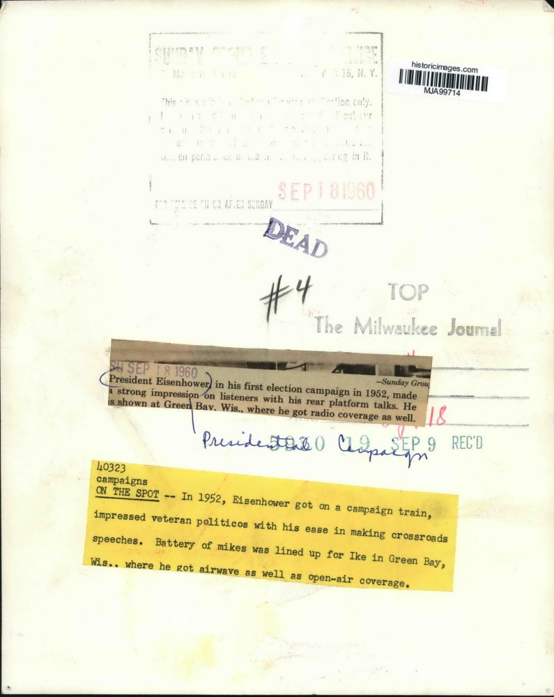 1952 Press Photo President Eisenhower in his First Election Campaign