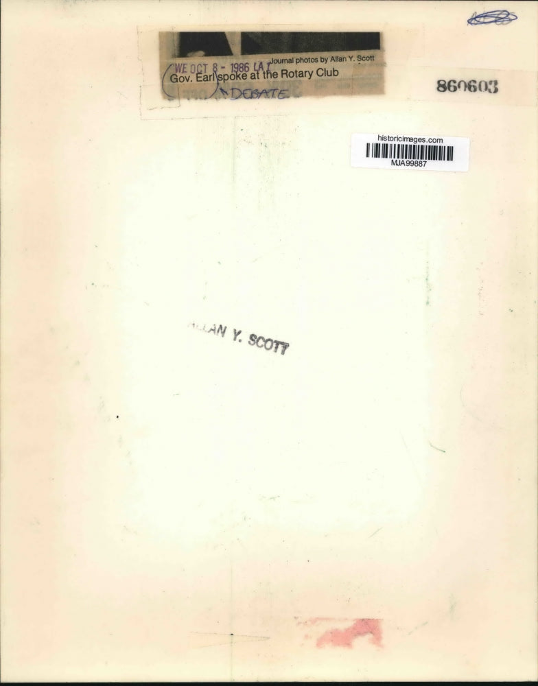 1986 Press Photo Gov. Earl spoke at the Rotary Club - mja99887