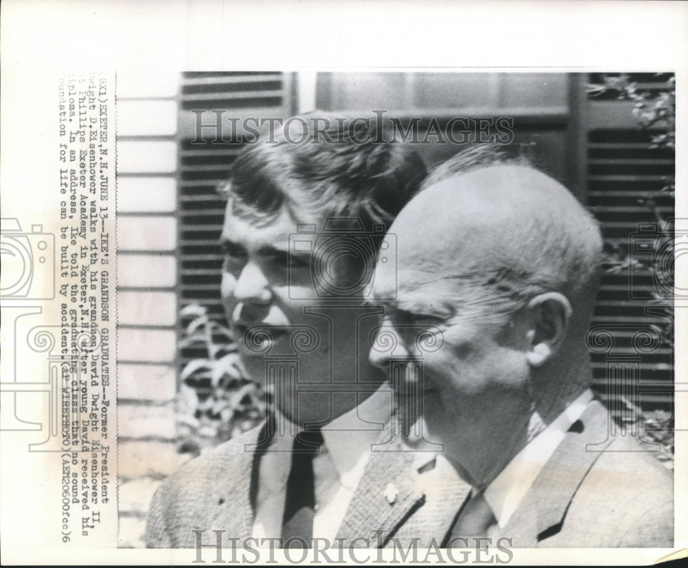 1966 Press Photo Dwight Eisenhower and his grandson at Phillips Exeter academy- Historic Images