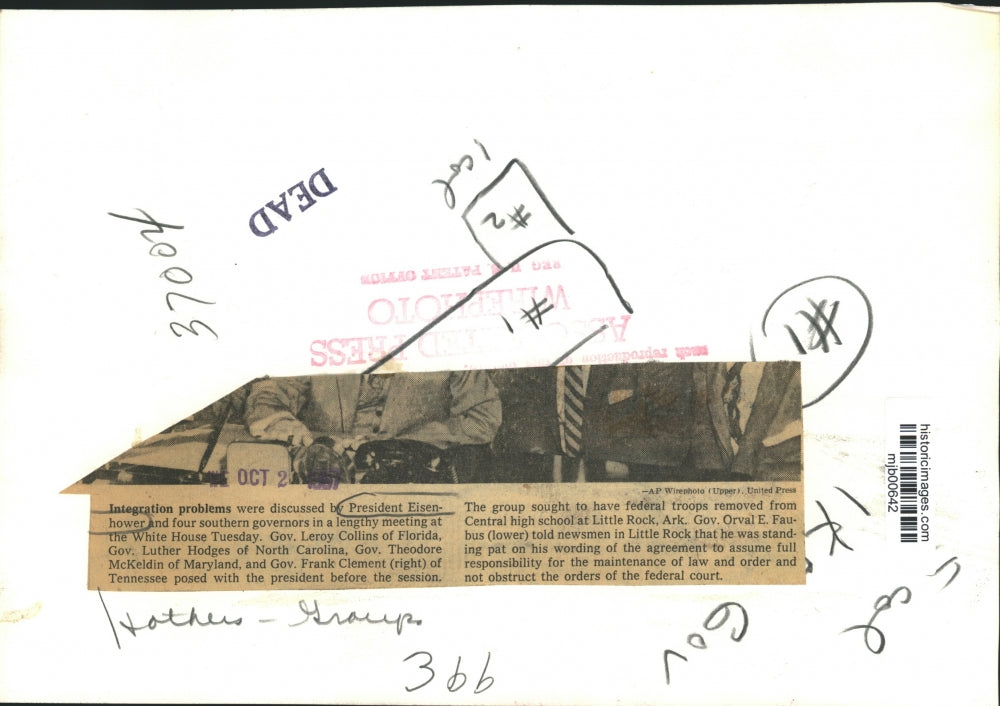 1957 Press Photo President Eisenhower and Southern Governors at White House