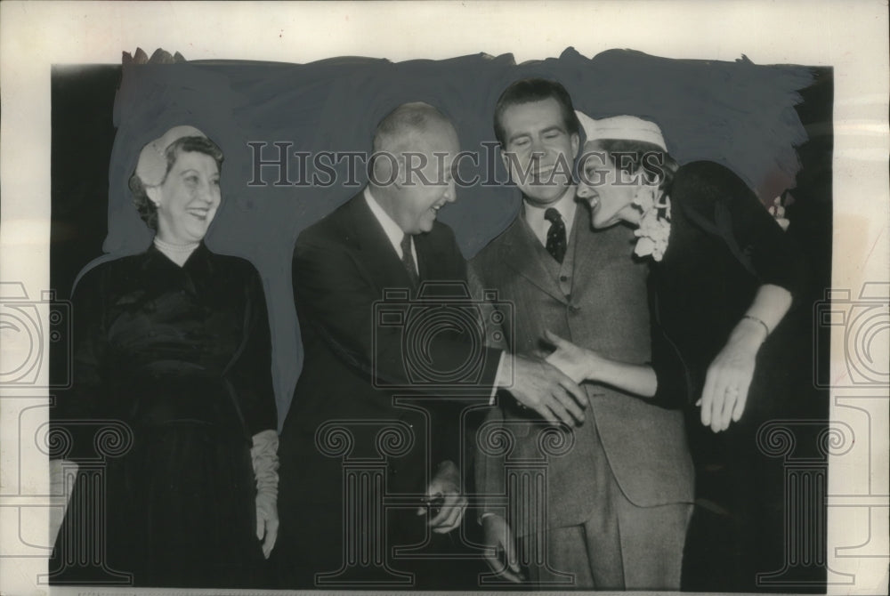 1952 Press Photo Dwight Eisenhower and wife with Senator Nixon and wife, Boston.- Historic Images