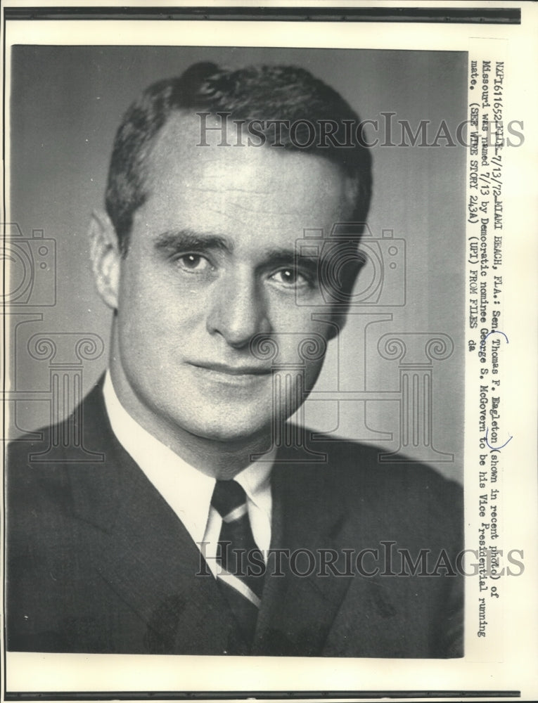 1972 Press Photo Sen. Thomas Eagleton, Democratic Vice Presidential Candidate- Historic Images