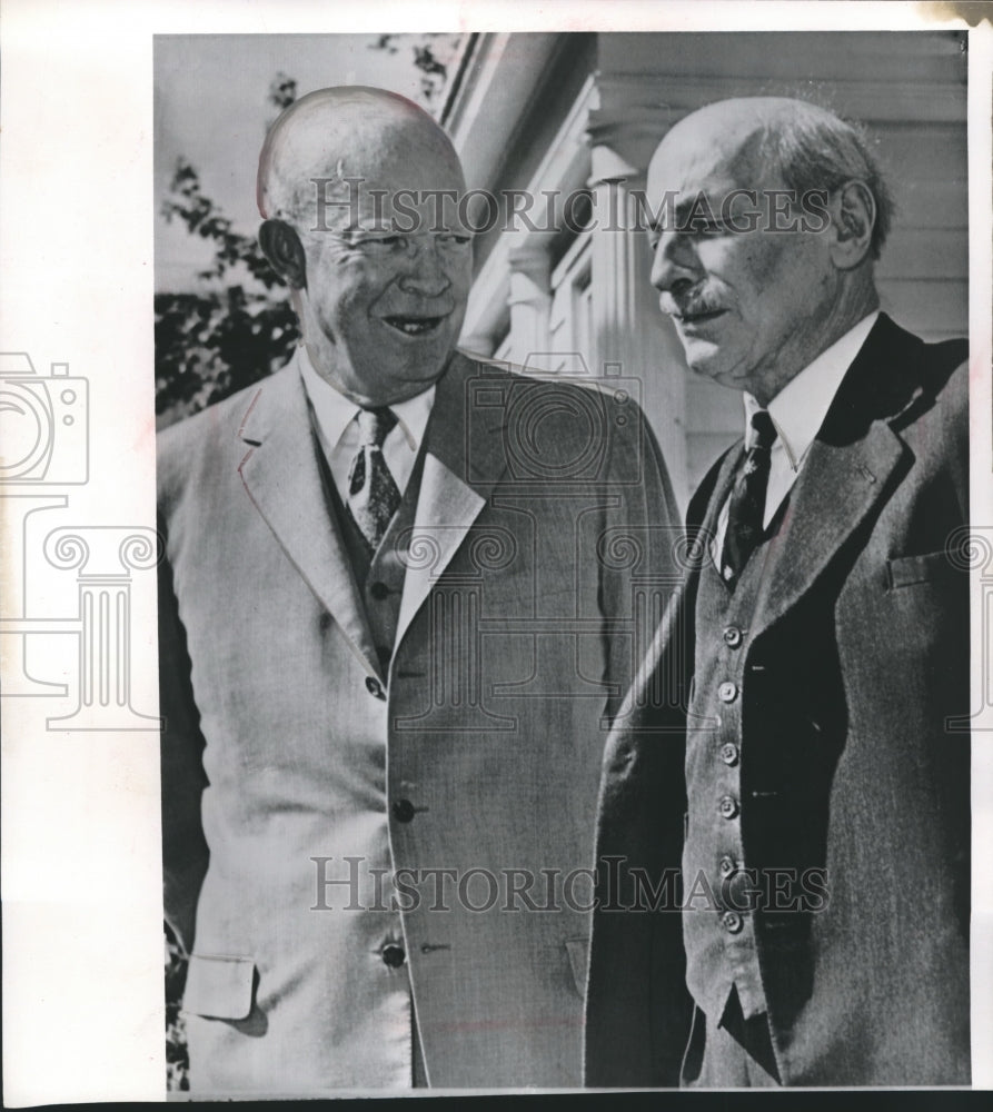 1961 Press Photo President Eisenhower chats with Clement Attlee of Great Britain- Historic Images