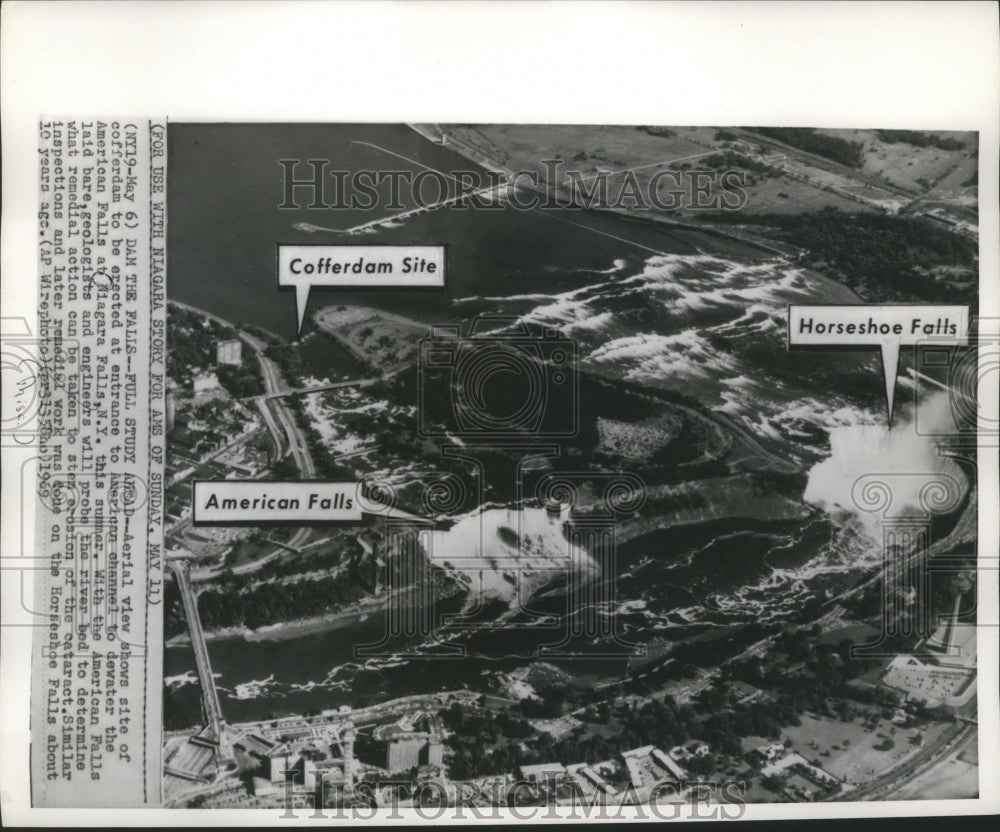 1969 Press Photo Aerial view of Niagara Falls Dam Plans - mjb01358- Historic Images