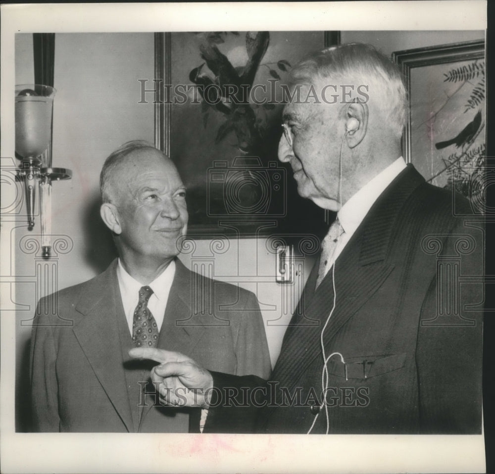 1953 Press Photo Eisenhower learns Army swiped Navy mascot before football game