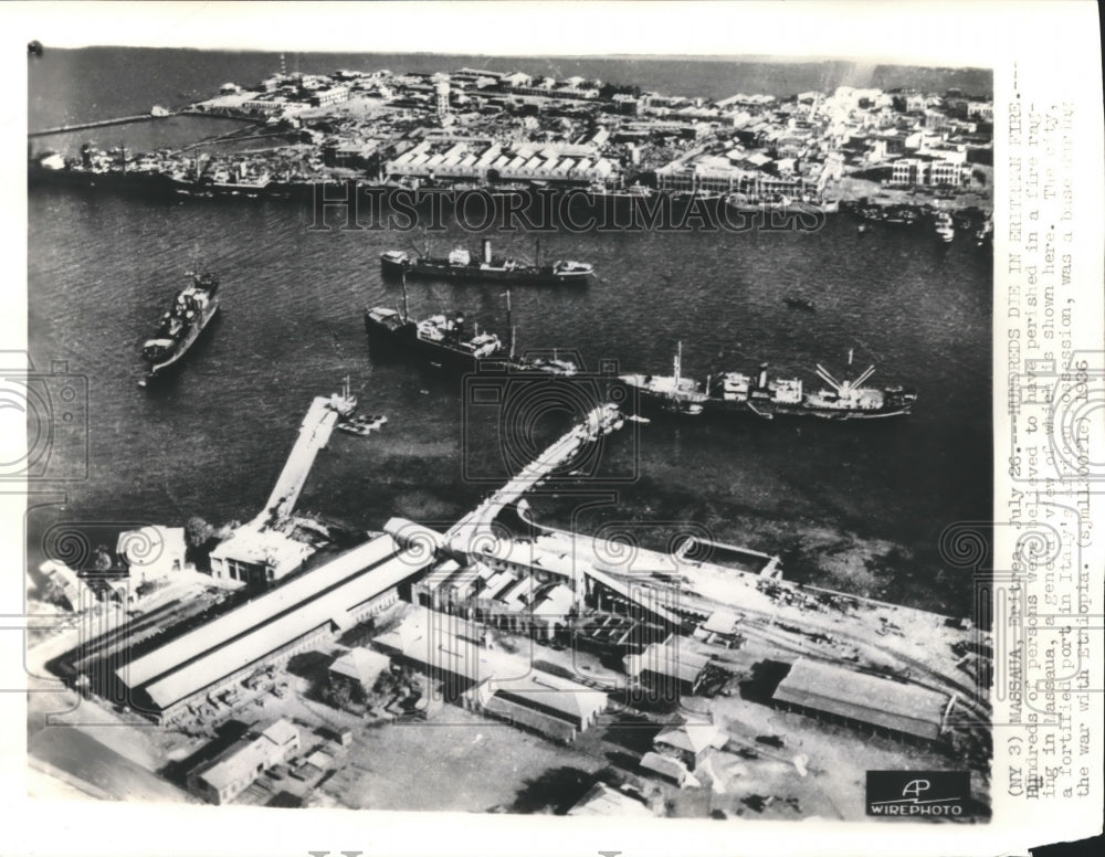 1936 Press Photo Aerial view of the port in Massaua, Eritrea - mjb01461