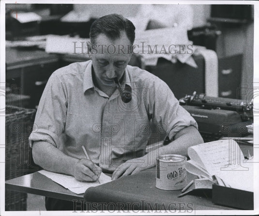 1955 Press Photo Don Trenary Edits The Men's and Recreation Section - mjb01503- Historic Images