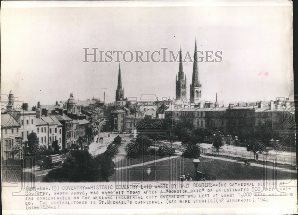 1940 Press Photo Historic Coventry Laid Waste by Nazi Bombers - mjb02071