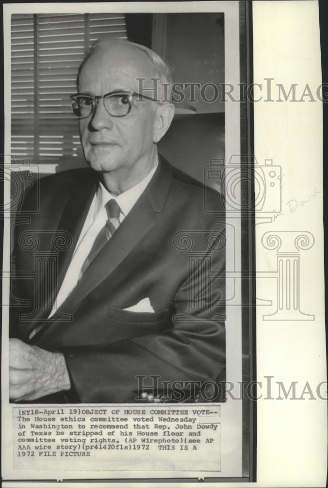 1972 Press Photo Representative John Dowdy of Texas, Washington D.C. - Historic Images