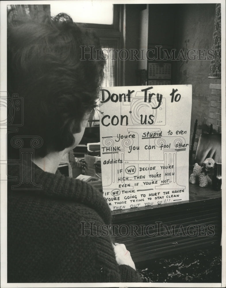 1964 Press Photo Sign in Front of Father Daniel Egan's Village Haven for Addicts- Historic Images