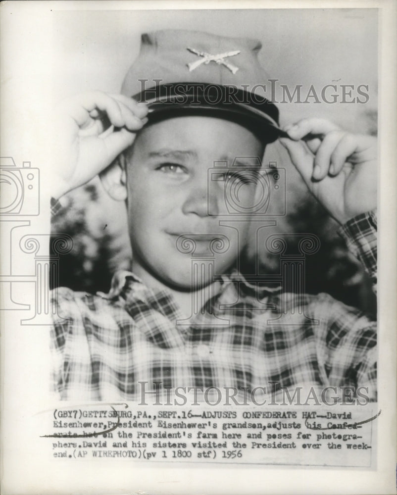 1956 Press Photo of President Eisenhower's Grandson, David in Gettysburg, PA.