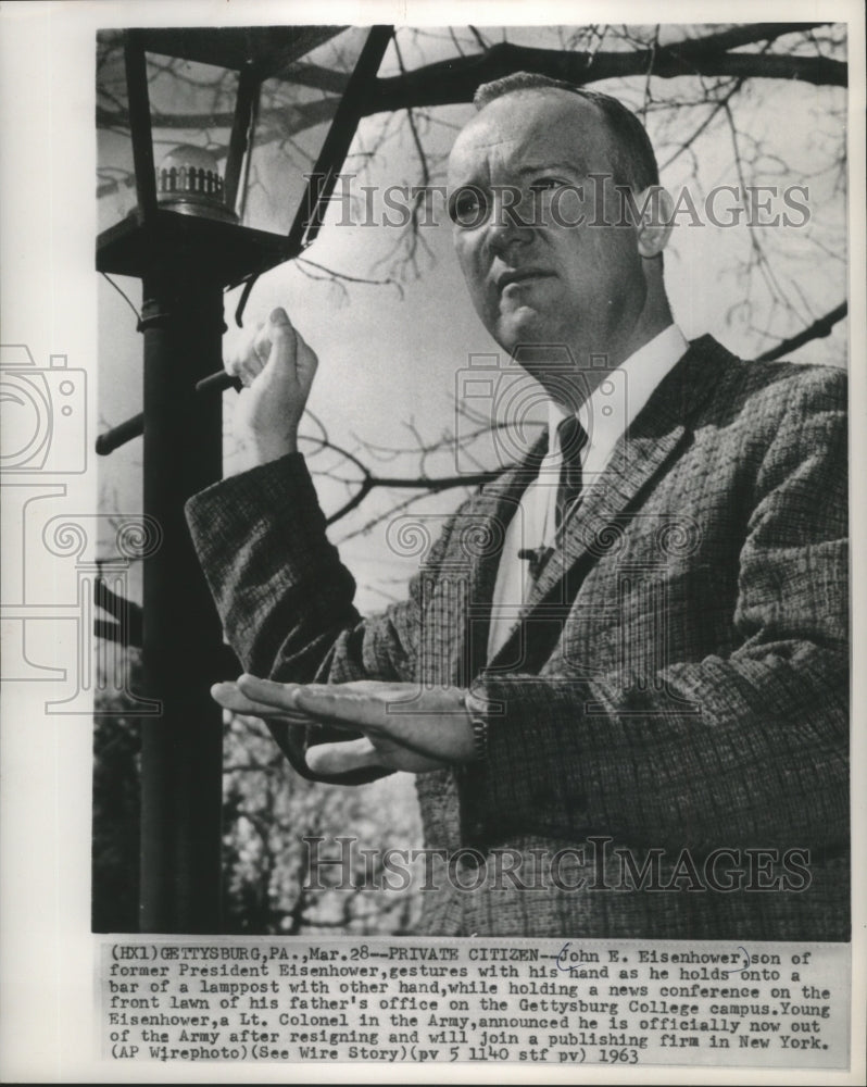 1963 Press Photo Lieutenant Colonel John S. Eisenhower Speaking in Gettysburg- Historic Images