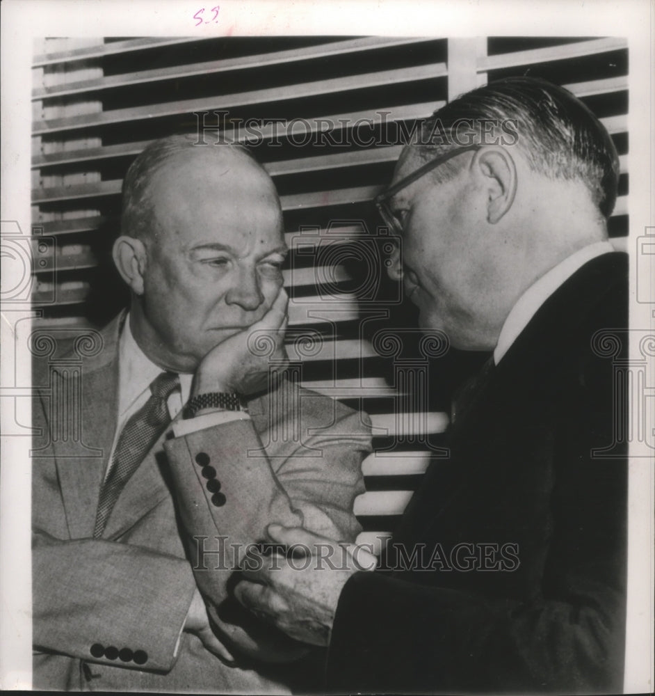 1952 Press Photo General Eisenhower, Governor Stevenson, at meeting, New York.- Historic Images