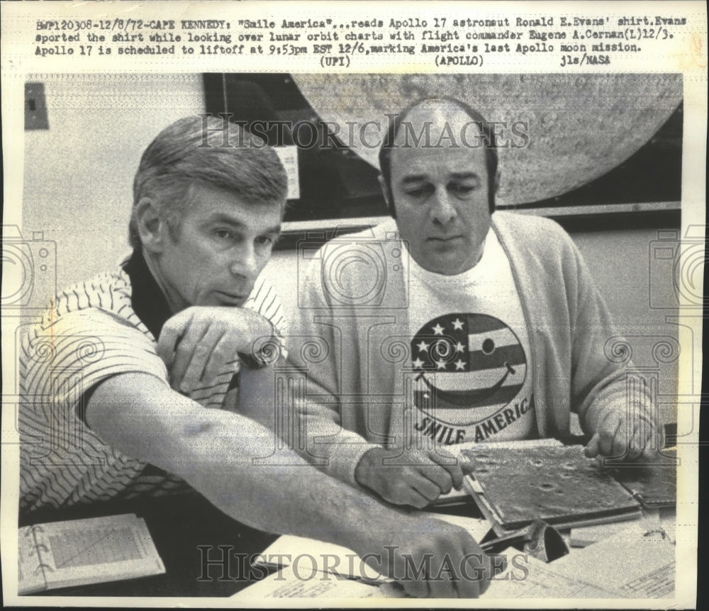 1972 Press Photo Astronaut Ronald Evans and Eugene Cernan in Cape Kennedy