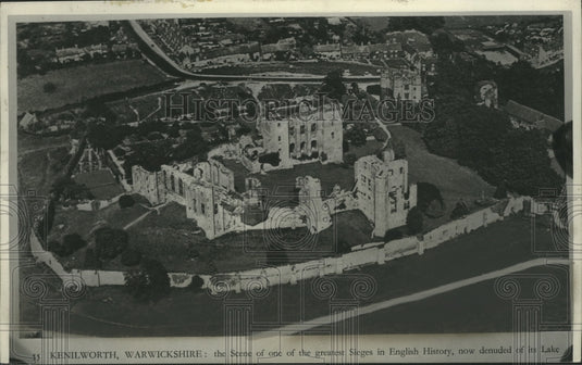 1937 Press Photo Kenilworth Castle, Warwickshire Englad, Now Denuded of Its Lake- Historic Images