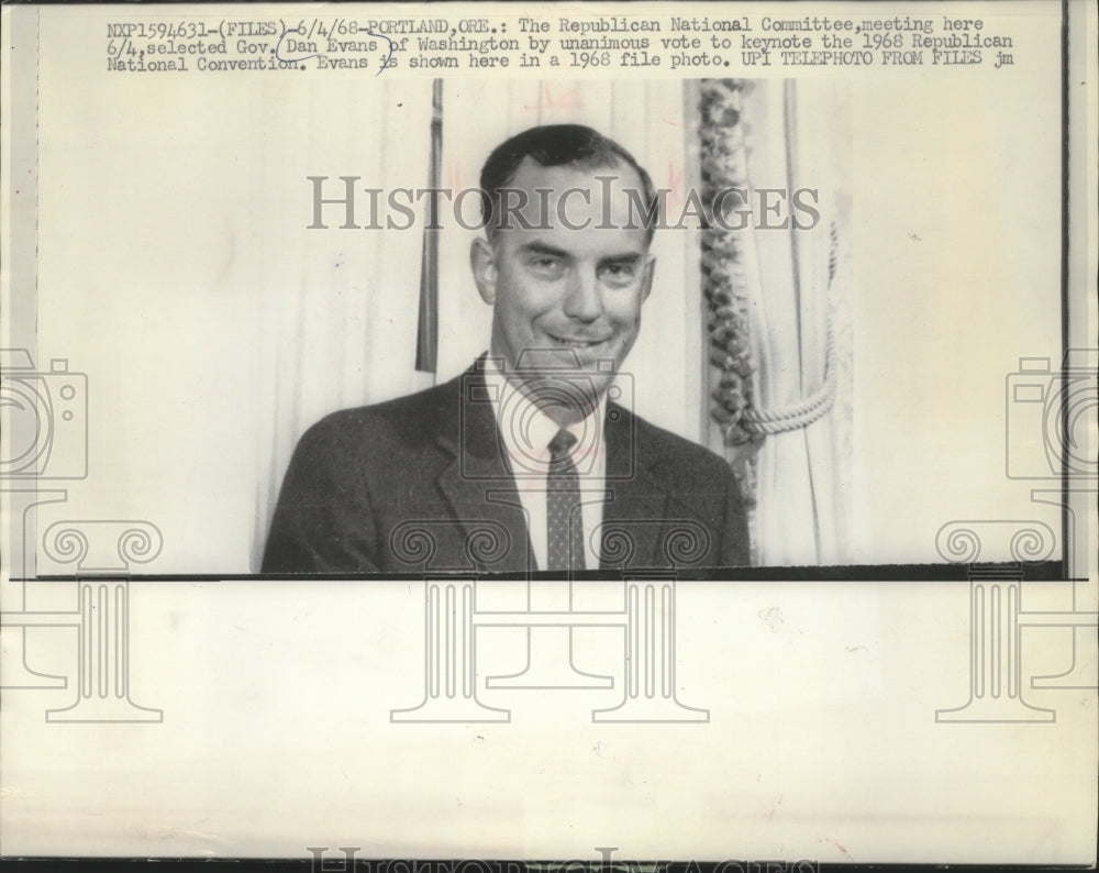 1968 Press Photo Dan Evans chosen keynote speaker at Republican Convention- Historic Images