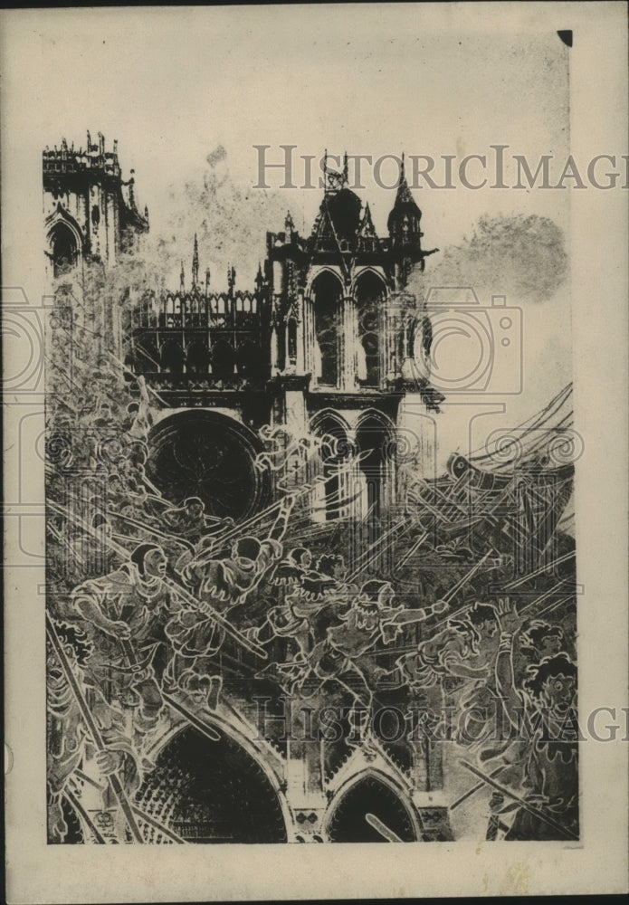 1928 Press Photo Cathedral Basilica of Our Lady of Amiens In France - mjb05335- Historic Images