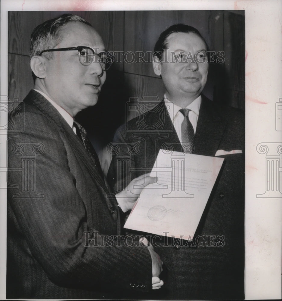 1963 Press Photo U Thant and Nicolai Fedorenko of the United Nations in New York- Historic Images