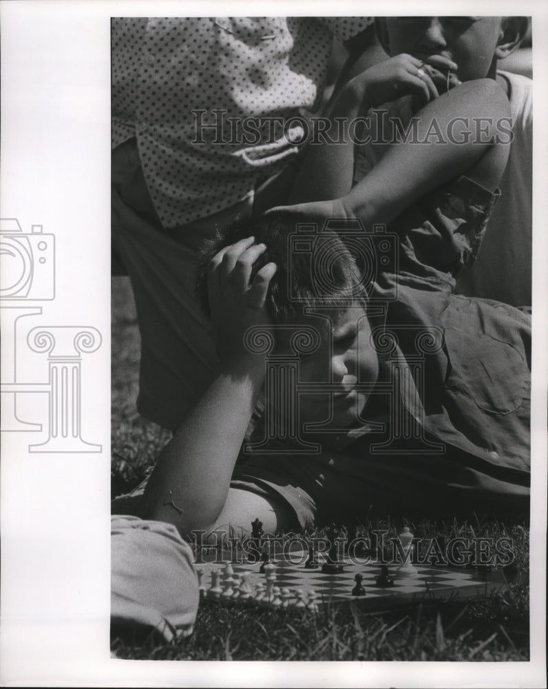 1963 Press Photo A boy plays chess at a Chess Tournament- Historic Images