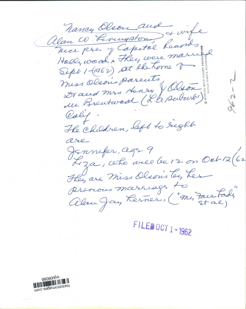 1962 Press Photo Alan Livingston and Wife Nancy Olson with Her Two Daughters