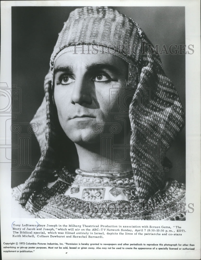 1974 Press Photo Tony Lo Bianco in "The Story of Jacob and Joseph" - mjb06283