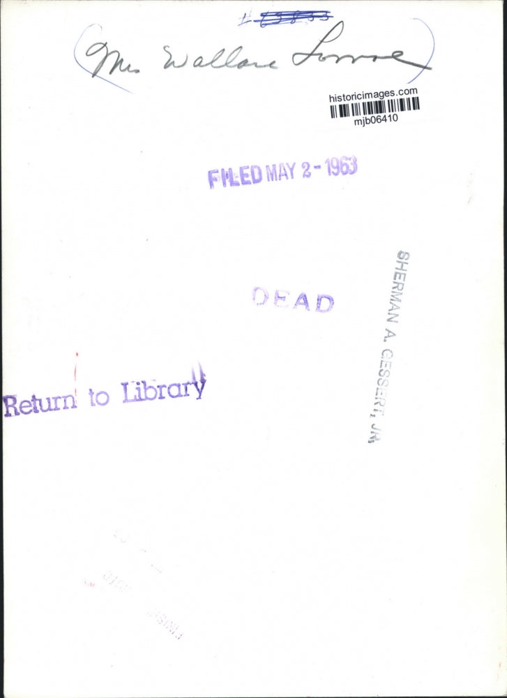 1963 Press Photo Mrs. Wallace Lomoe - mjb06410