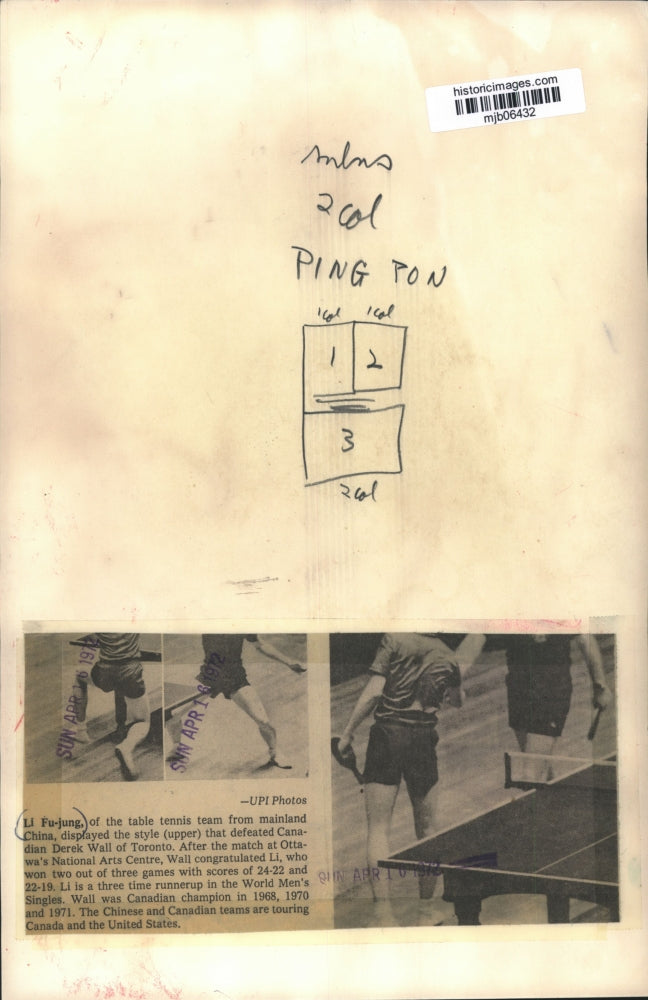 1972 Press Photo China & Canadian table tennis match in Ottawa, Canada