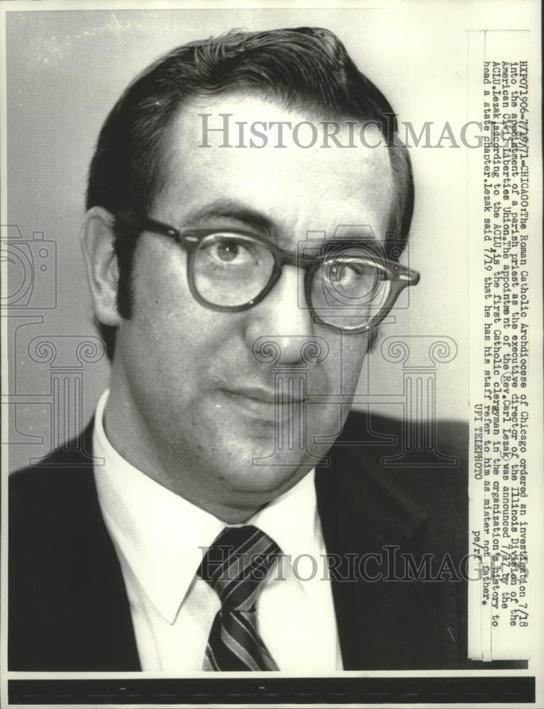 1971 Press Photo Illnois Division director Carl Lezak is under investigation
