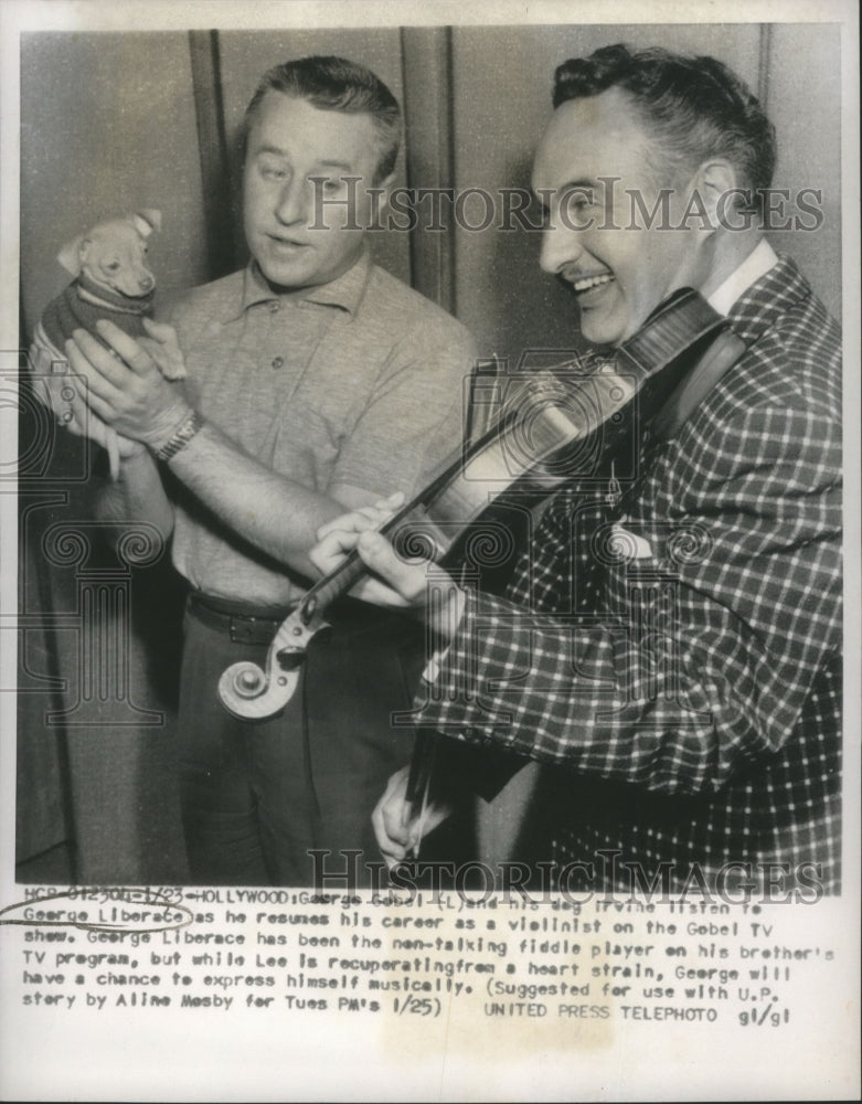 1955 Press Photo George LIberace resumes his career as a violinist on television- Historic Images