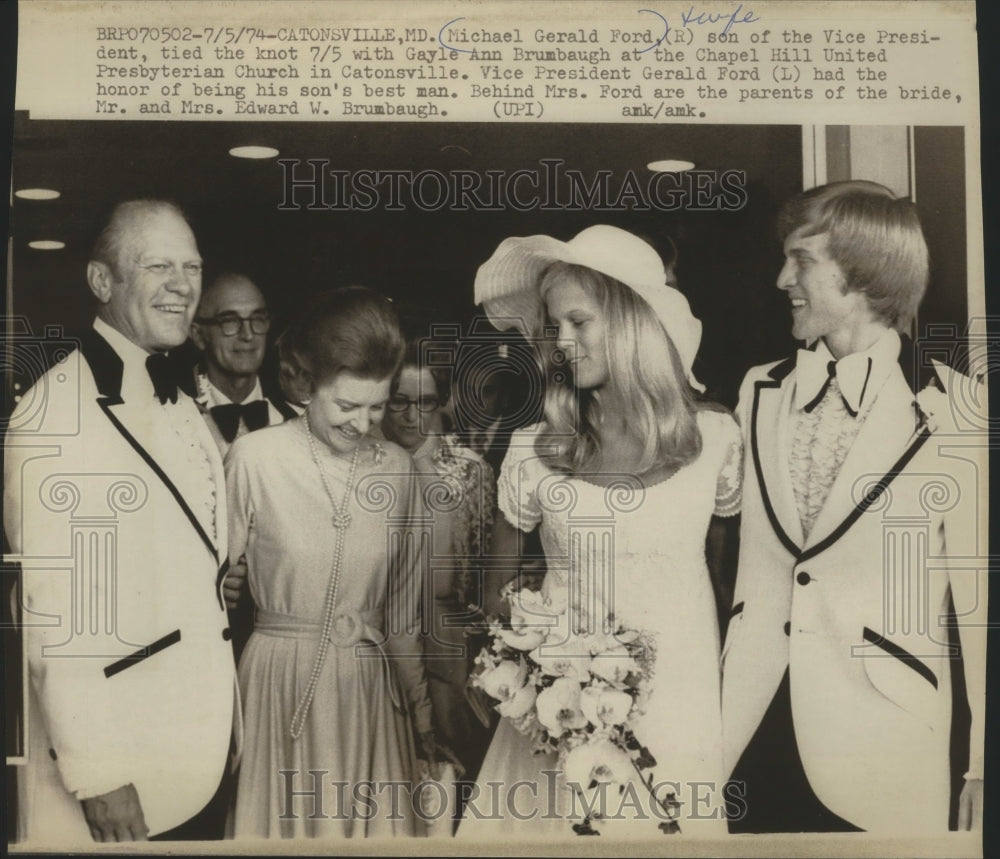 1974 Press Photo Michael Gerald Ford and Wife Marry in Catonsville, Maryland- Historic Images