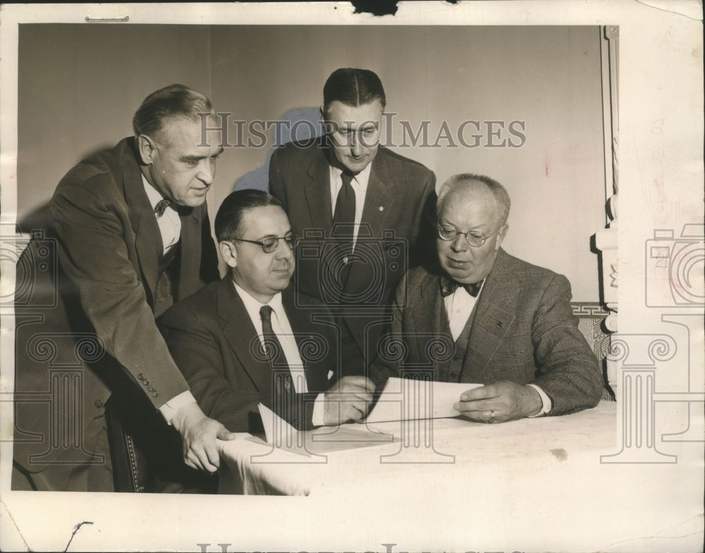 1954 Press Photo Fred Loocke and others plan Boys&#39; Clubs of America convention