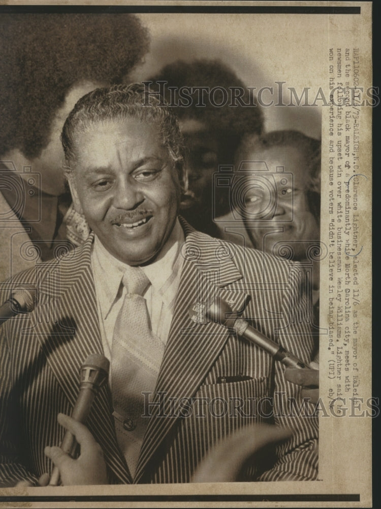 1973 Press Photo Clarence Lightner elected mayor of Raleigh, North Carolina