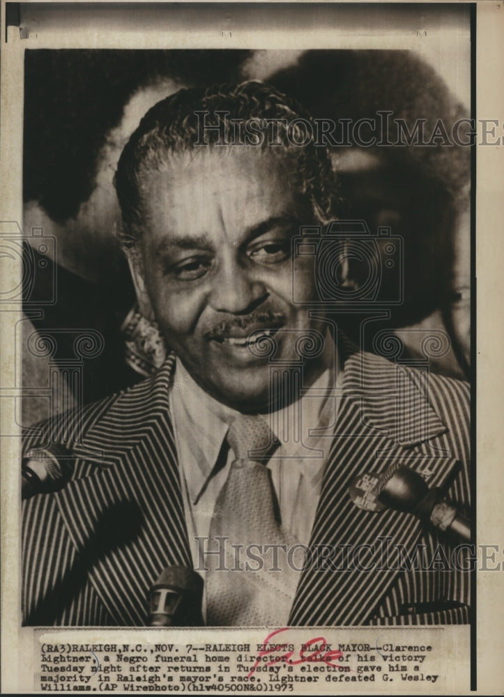 1973 Press Photo Clarence Lightner first negro mayor of Raleigh, North Carolina