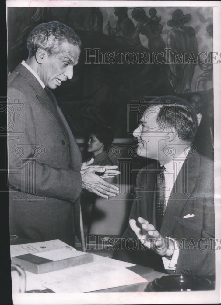 1964 Press Photo Henry Cabot Lodge and V. K. Krishna Menon, United Nations- Historic Images